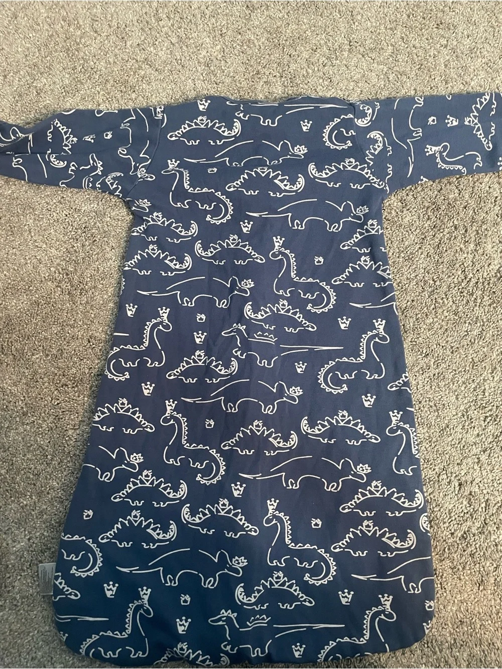 Navy Dino Print Kids Sleep Sack Pajamas with Front Zipper